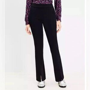 NWT LOFT Black Curvy Split Hem Flare Pants in Twill Size 8